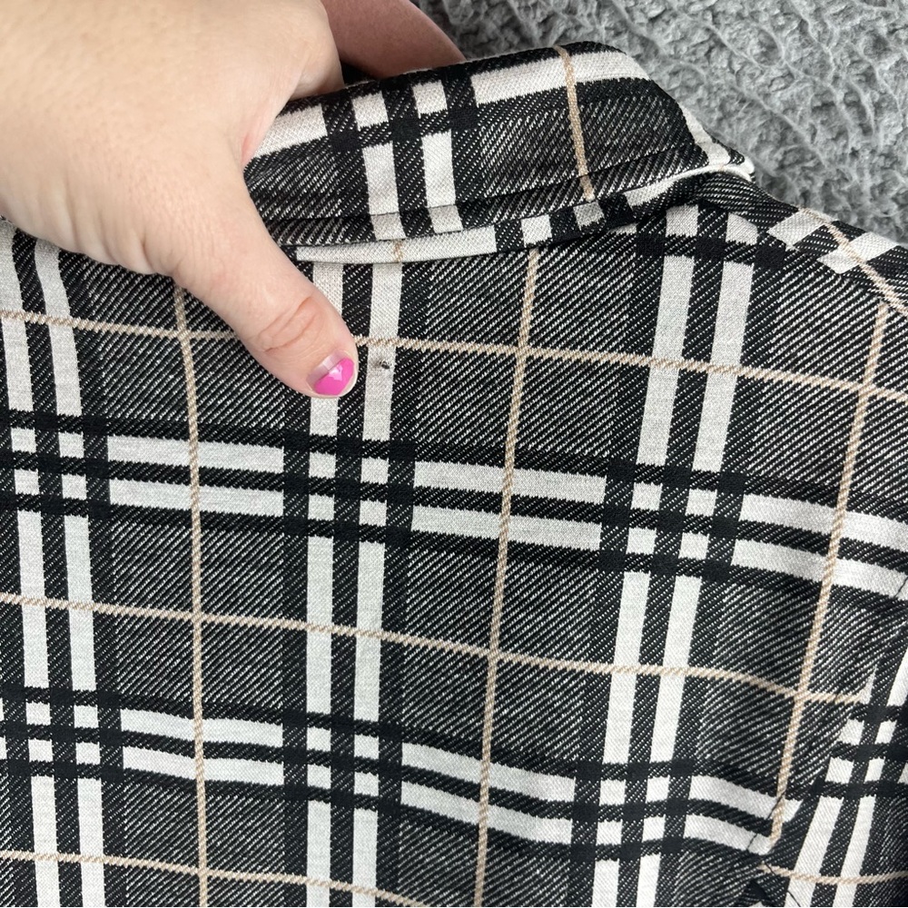 Liverpool Women’s Jacket Check Plaid Size S Button Up Black Cream Pockets Flawed - Picture 2 of 16